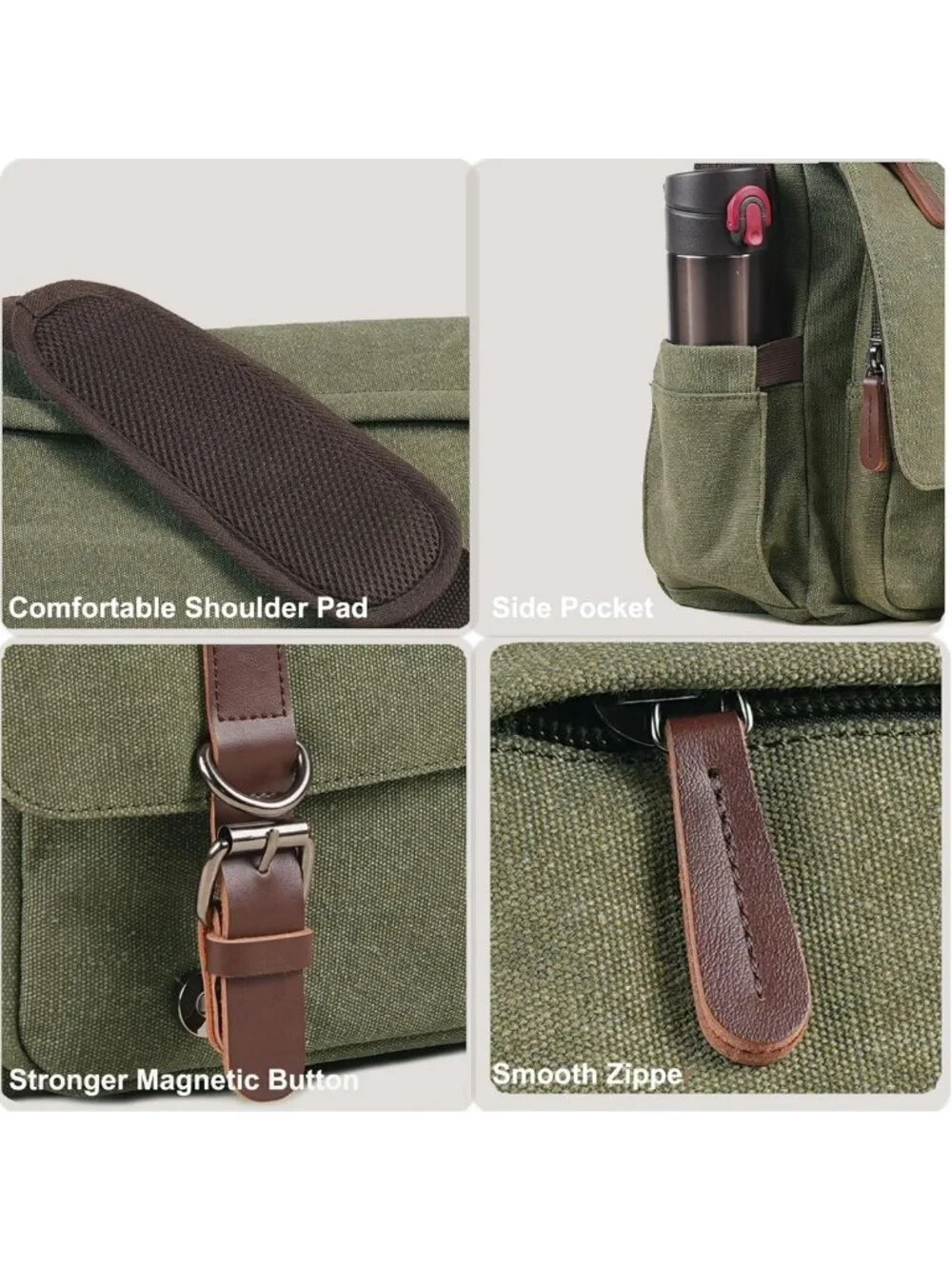 Vintage Canvas Messenger Bag for 15.6